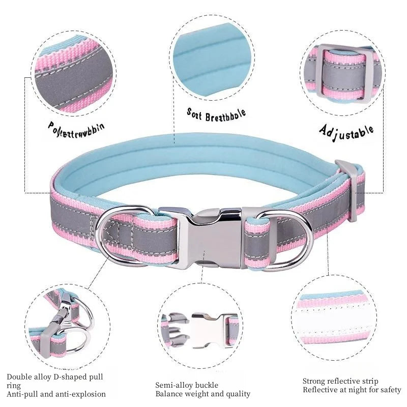 Custom Reflective Dog Collar with ID Engraving