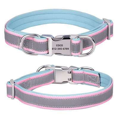 Custom Reflective Dog Collar with ID Engraving