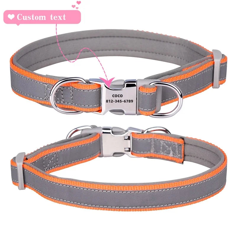 Custom Reflective Dog Collar with ID Engraving