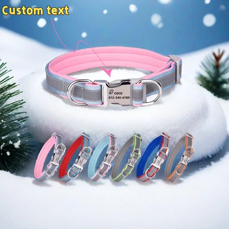 Custom Reflective Dog Collar with ID Engraving