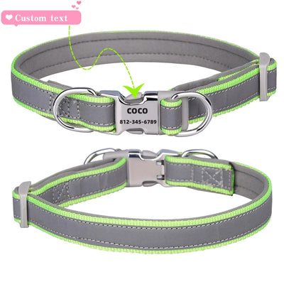 Custom Reflective Dog Collar with ID Engraving