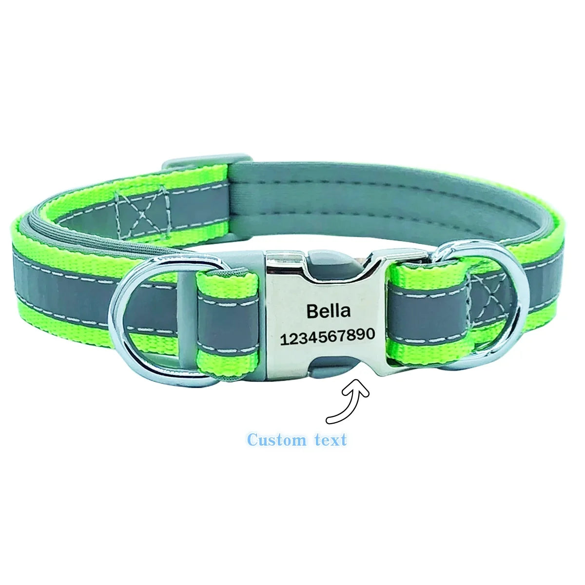 Custom Reflective Dog Collar with ID Engraving